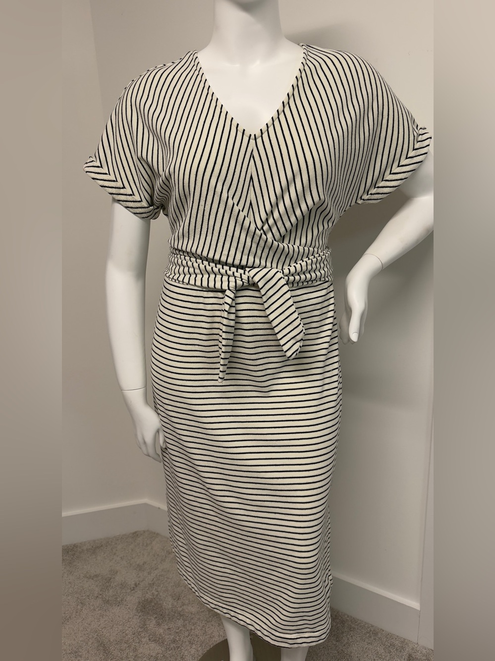 Anthropologie Saturday Sunday Striped Belted Midi Dress L